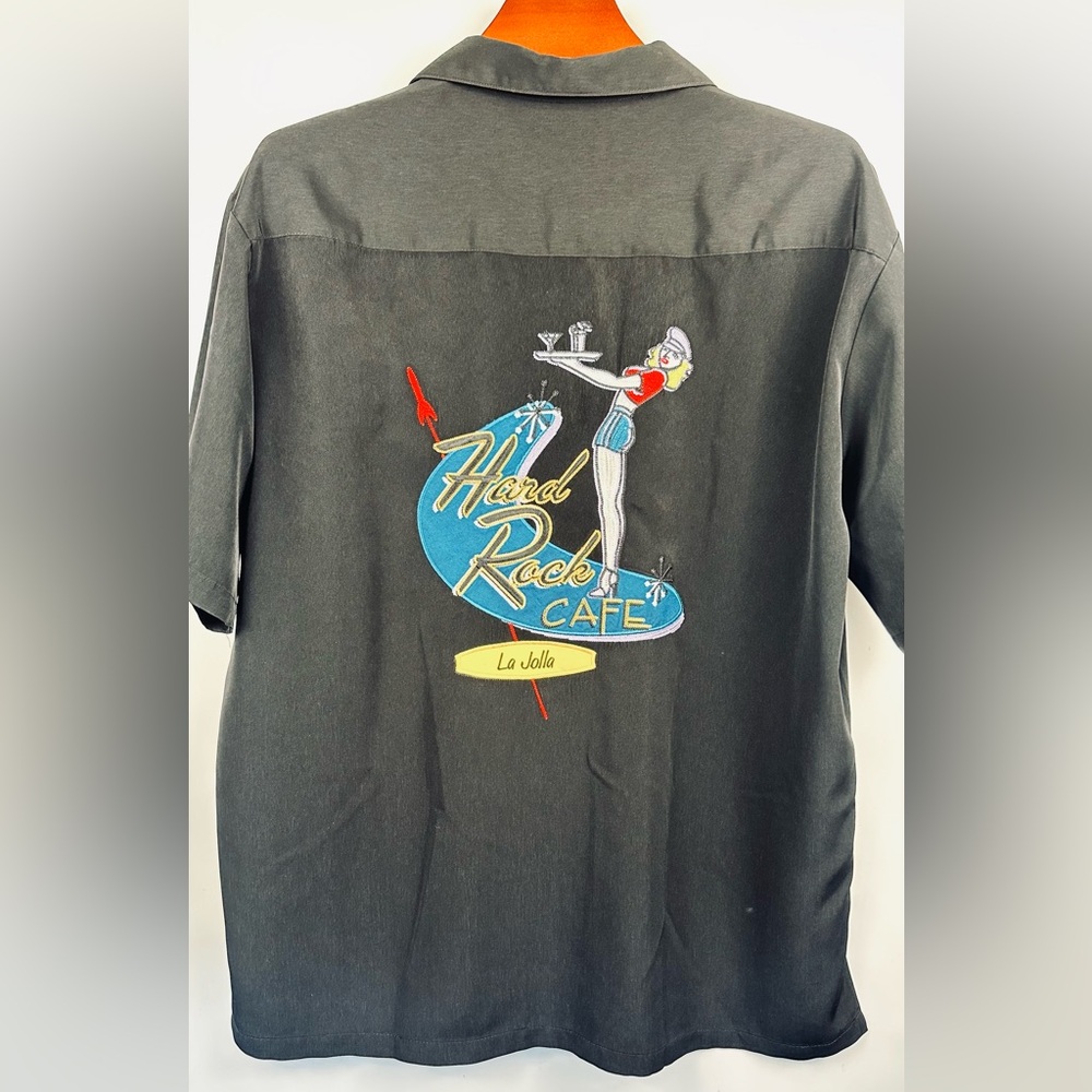 Hard‎ Rock Cafe Black Shirt Mens XL La Jolla Button Up - Picture 2 of 7